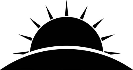 Half Sun Rising Silhouette Vector Illustration 