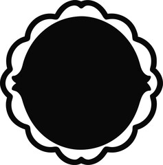 Hollow Scalloped Oval Frame Silhouette Vector Illustration