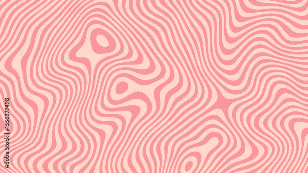 Poster Pink and beige wavy abstract pattern. Groovy psychedelic background design. Modern artistic graphic element for decor.