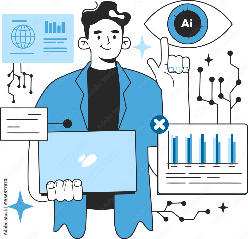 Poster ai artificial intelligence data science machine learning analytics technology innovation future visi