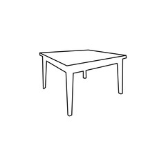 This is a simple, clean line drawing of a rectangular dining table.