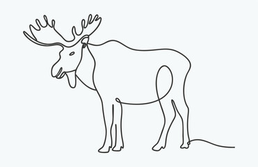 moose line drawing, single line animal sketch, minimal wildlife vector illustration, continuous outline art
