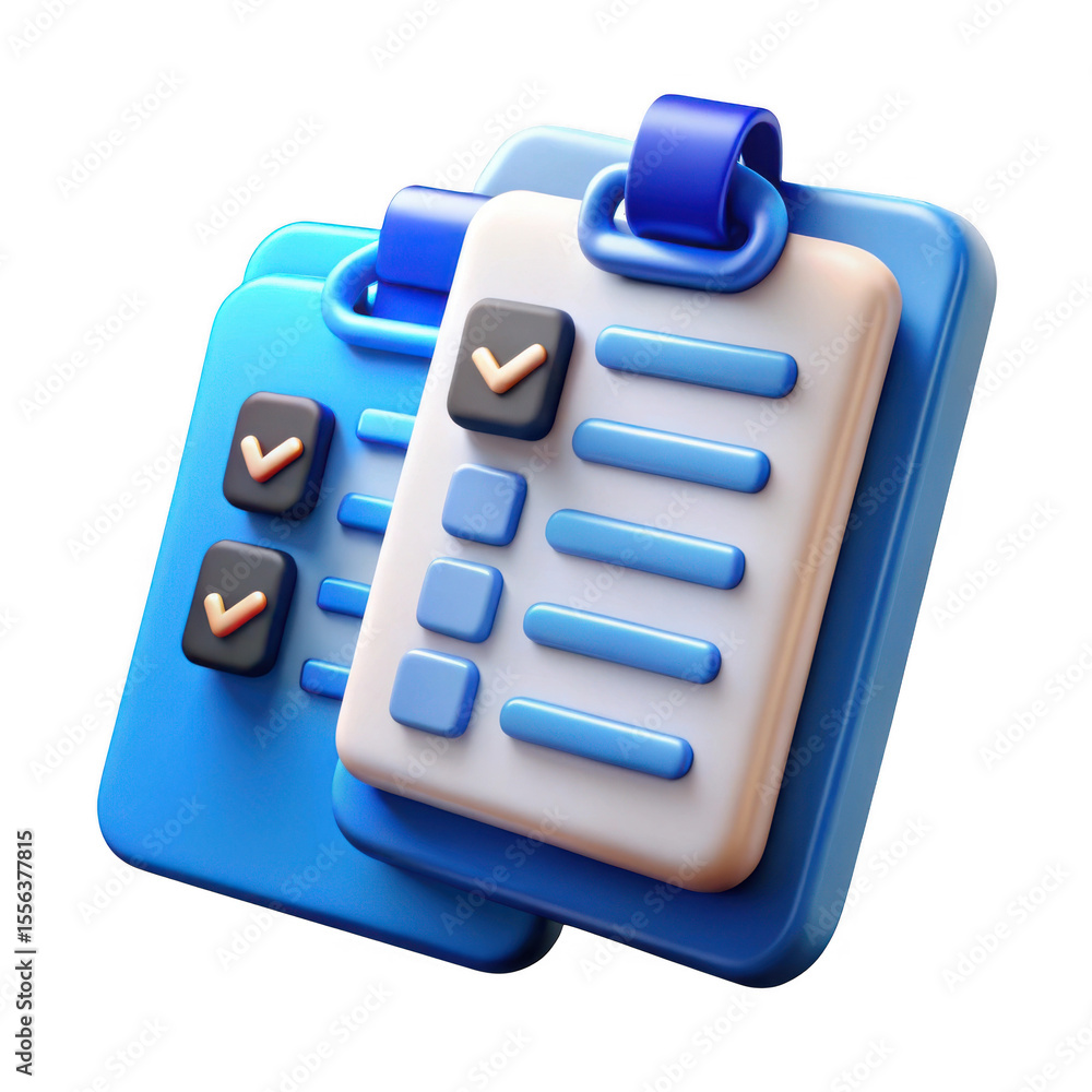 Aufkleber 3d stylized checklist with completed tasks isolated on transparent background