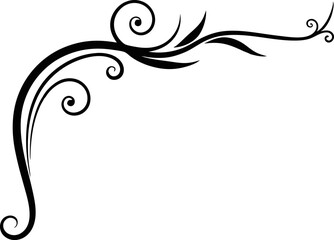 Simple Swirl Corner Border Design Silhouette Vector