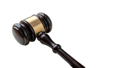 Find gavel images for legal proceedings and court auctions with a wooden gavel on black background isolated on transparent background