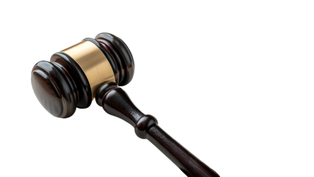 Find gavel images for legal proceedings and court auctions with a wooden gavel on black background isolated on transparent background