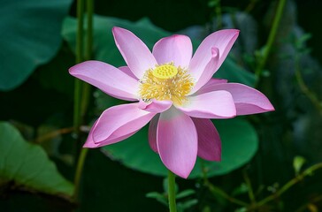 Fototapeta premium Beautiful Sacred Lotus with Yellow Center 