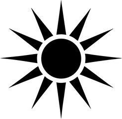 Sun With Short Rays Silhouette Vector Illustration