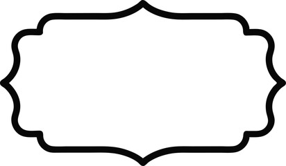 Thin Wavy Scalloped Rectangular Frame Silhouette Vector