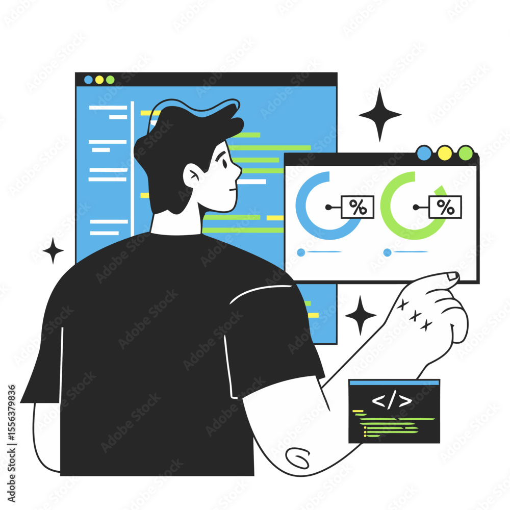 Poster developer coding programming software engineer code development data analysis analytics dashboard de