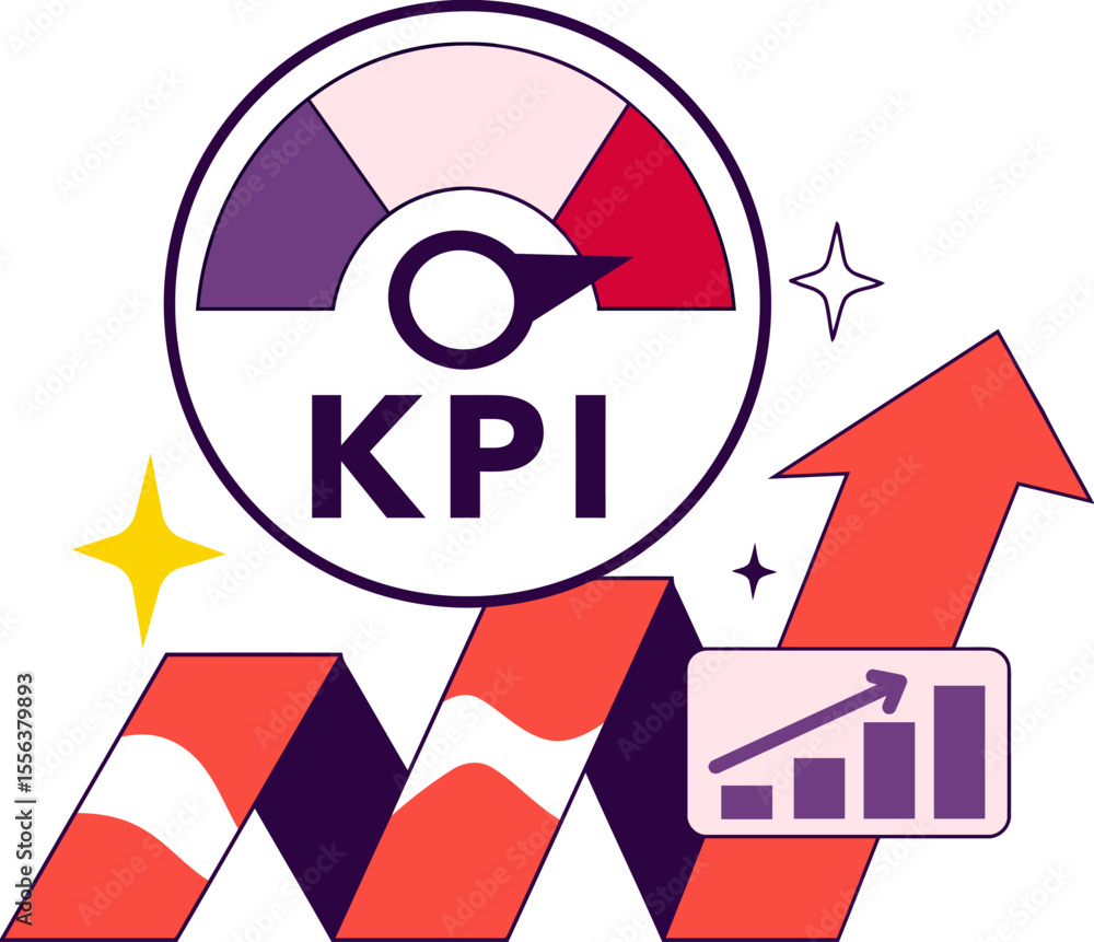 Aufkleber kpi metrics performance indicator dashboard business strategy management measurement success progres