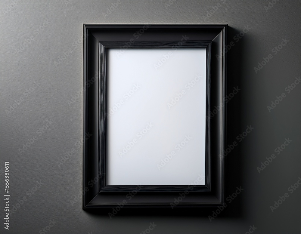 Poster bold black frame in a high resolution 3d mock up design tilted slightly against a clean abstract bac