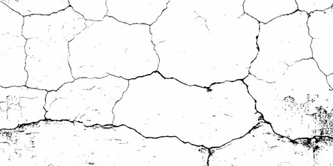 monochrome abstract image showing cracked wall in perspective, with perspective view and rough texture detail