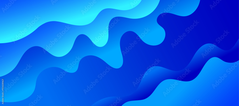 Poster liquid color background design. blue elements with fluid gradient. dynamic shapes composition.