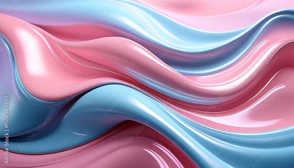 Poster abstract background with a glossy smooth 3d rendered surface wavy and liquid like design in pastel p
