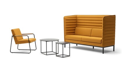 Fototapeta premium Arrangement of Office Furniture in Studio Isolated on White