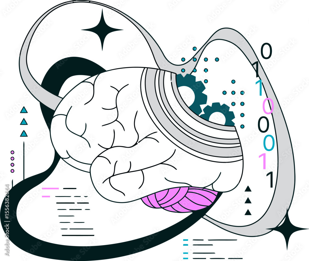 Poster brain ai technology neural network machine learning deep learning artificial intelligence concept da