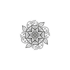 Circular pattern in the form of a mandala. Henna tatoo mandala. Mehndi style. Decorative pattern in oriental style. Coloring book page.
