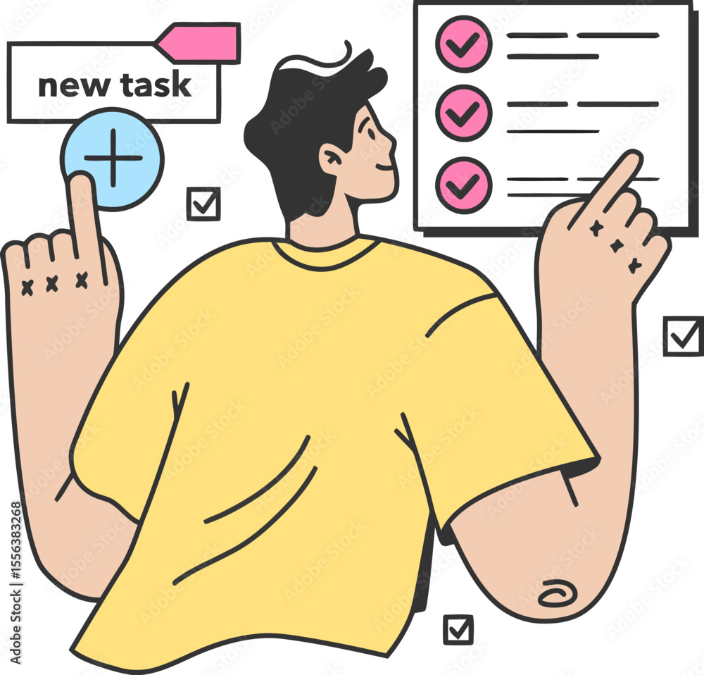 Poster task management new task list todo checklist productivity planning organization workflow project man