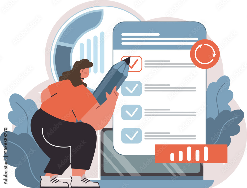 Poster illustration checklist task management project planning workflow productivity organization system pr