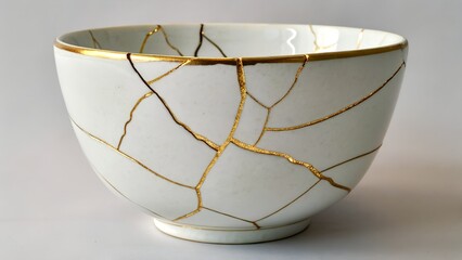 Cracked porcelain cup with gold repair lines — symbolic of mending over time