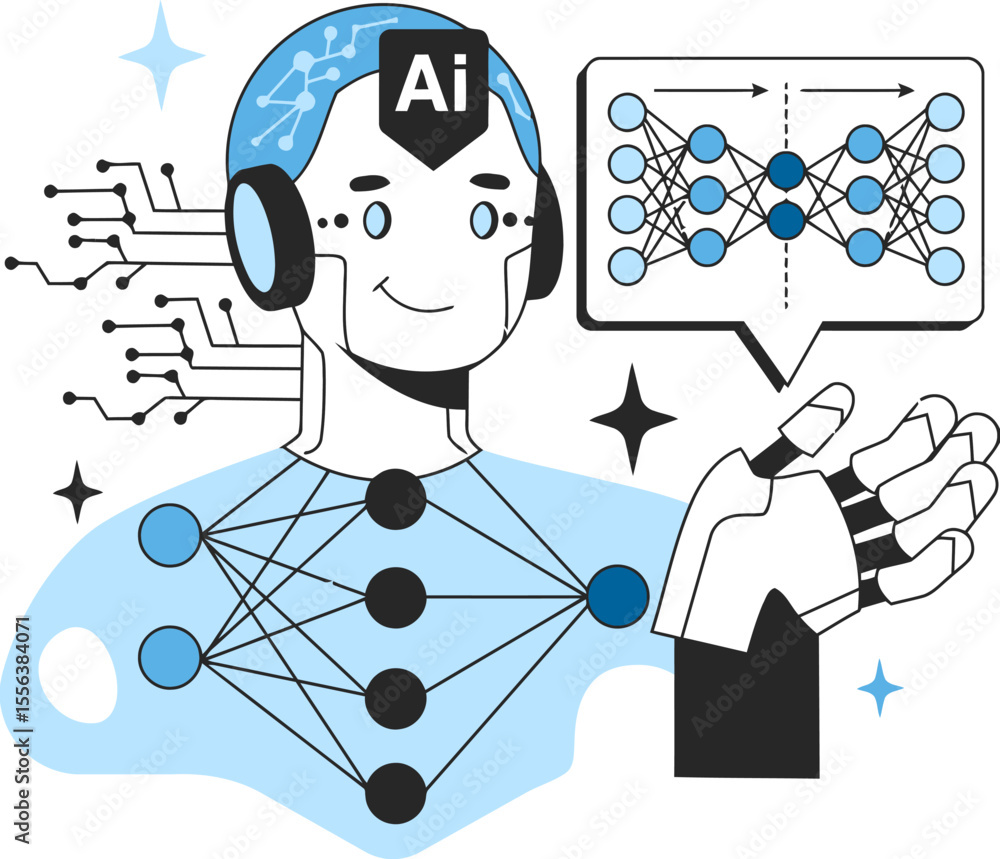 Poster ai robot neural network machine learning deep learning artificial intelligence technology automation
