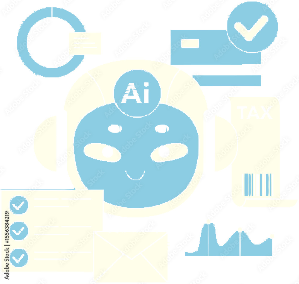 Aufkleber ai automation finance accounting tax credit card email checklist graph robot efficiency process task
