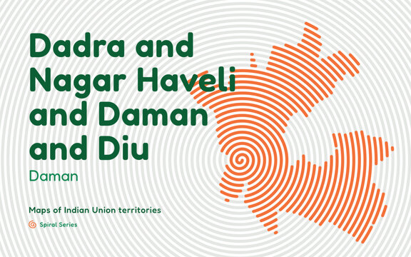 Spiral Vector Map of Dadra and Nagar Haveli and Daman and Diu &ndash; Indian Union Territory