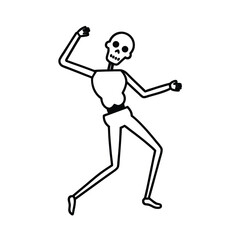 Whimsical skeleton character joyfully dancing with energetic movement perfect for halloween or festive graphic design projects