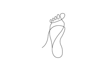 Single line continuous art of a foot sole view
