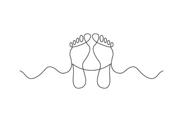 Single line continuous art of a foot sole view