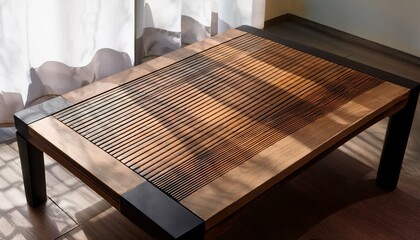 sleek modern japanese table with geometric design