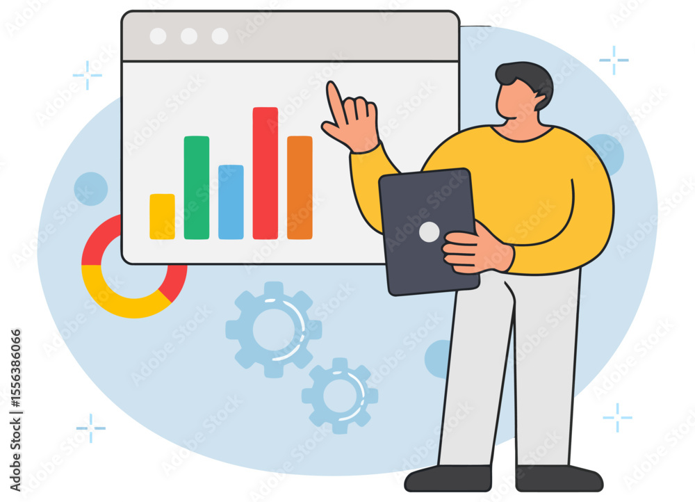 Poster analytics dashboard data chart business report analysis graph presentation strategy planning perform