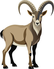 mountain goat isolated on  transparent background, Goat illustration isolated on transparent background, vector illustration of a goat,