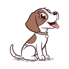 Cute Cartoon Puppy Sitting and Smiling – Happy Dog Mascot Illustration , pet logo design .