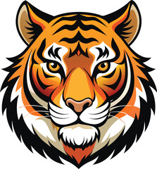 tiger head vector isolated on transparent background, Tiger illustration isolated on transparent background, vector illustration of a tiger
