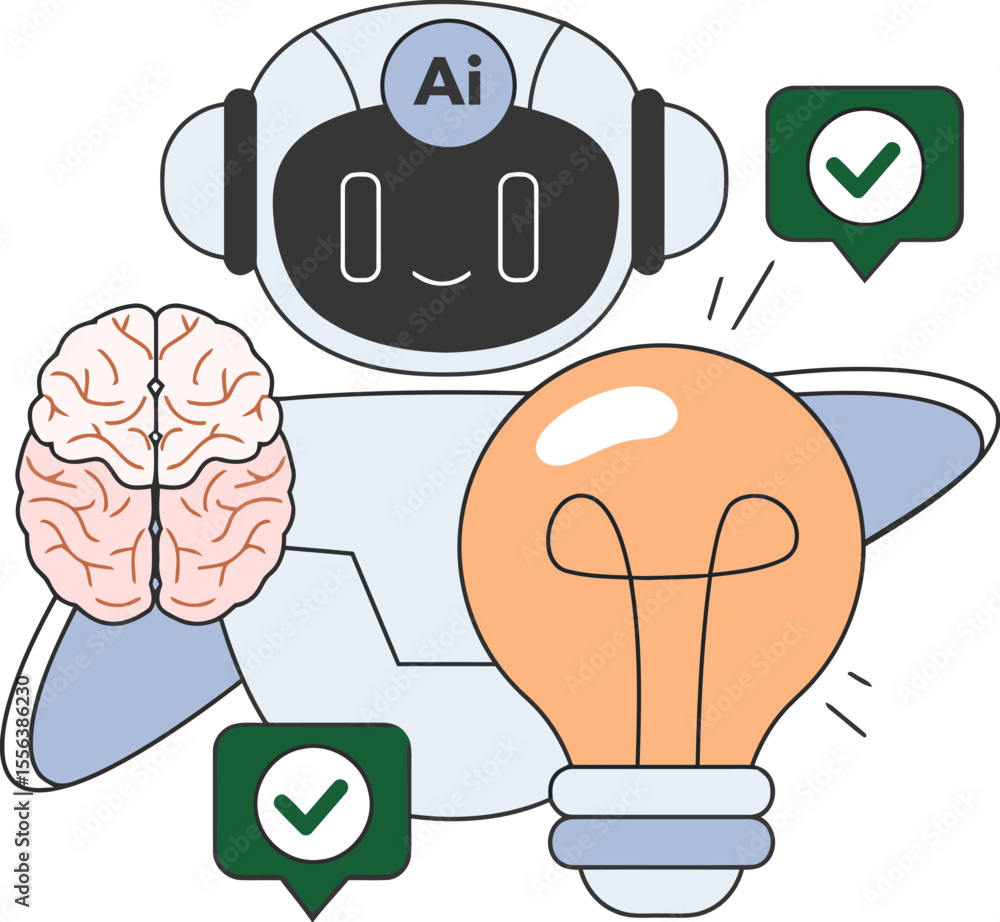 Poster ai robot brain idea lightbulb innovation technology learning machine intelligence automation solutio
