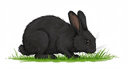 black rabbit on grass