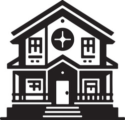 Simple Silhouette of a Two-Story House