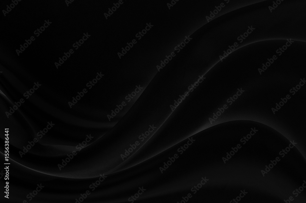 Poster Black gray satin dark fabric texture luxurious shiny that is abstract silk cloth background with patterns soft waves blur beautiful.