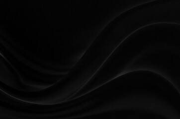 Fototapeta na wymiar Black gray satin dark fabric texture luxurious shiny that is abstract silk cloth background with patterns soft waves blur beautiful.