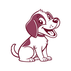 Cute Cartoon Puppy Sitting and Smiling – Happy Dog Mascot Illustration , pet logo design .
