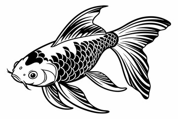 piatinum ogon fish sihouette black vector
