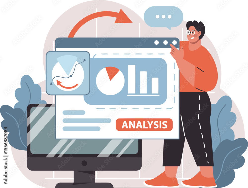 Poster analysis data analytics business chart graph report information diagram statistics computer person m