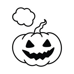 A spooky carved halloween pumpkin with wisps of ethereal smoke emanating from its glowing eyes and mouth perfect for seasonal decorations