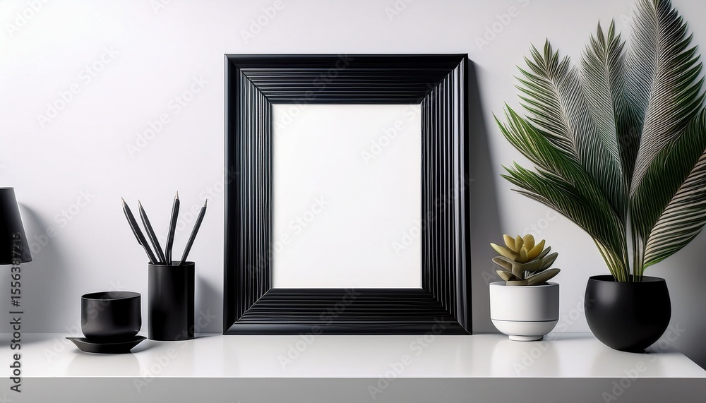 Aufkleber dynamic black 3d frame mock up tilted slightly against a minimalist backdrop perfect for showcasing 