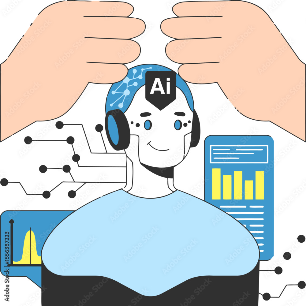 Poster ai technology robot artificial intelligence machine learning automation future innovation hands char