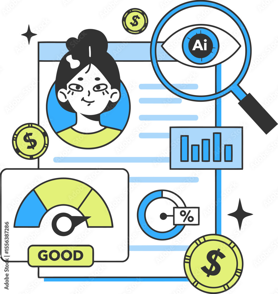 Poster ai analysis data analytics business intelligence insights performance metrics dashboard report woman
