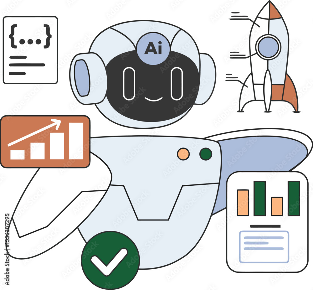 Poster ai robot automation artificial intelligence machine learning data analysis growth rocket code succes