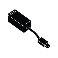 Black and white USB adapter converter with cord for data transfer